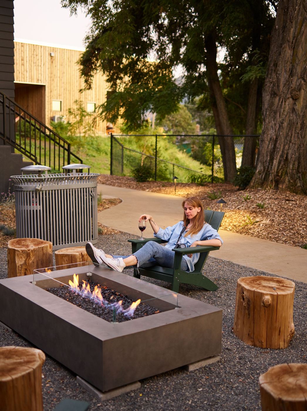 Custom fire pit and gravel patio